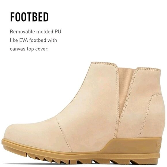 NEW SOREL Evie II Zip Winter Boots 7 Women Leather Waterproof Ankle Wedge Bootie - Picture 15 of 16